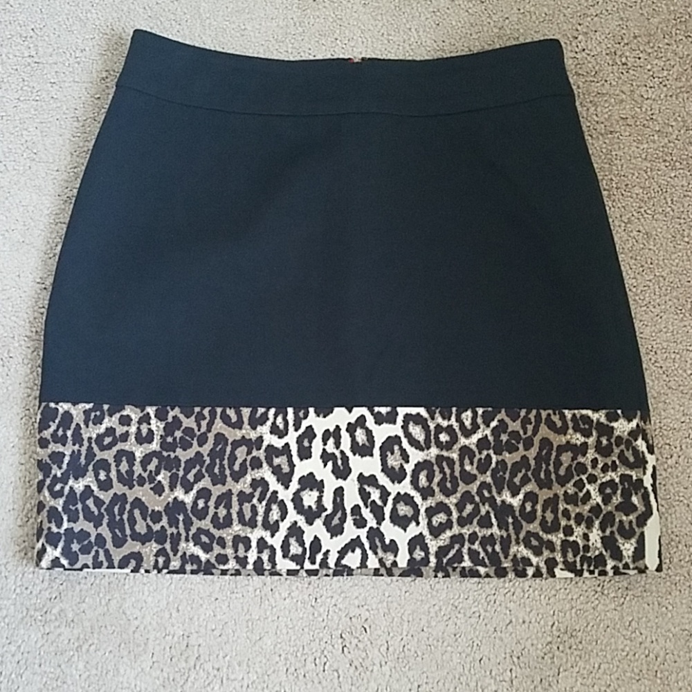 Banana Republic Black and Leopard Pencil Skirt